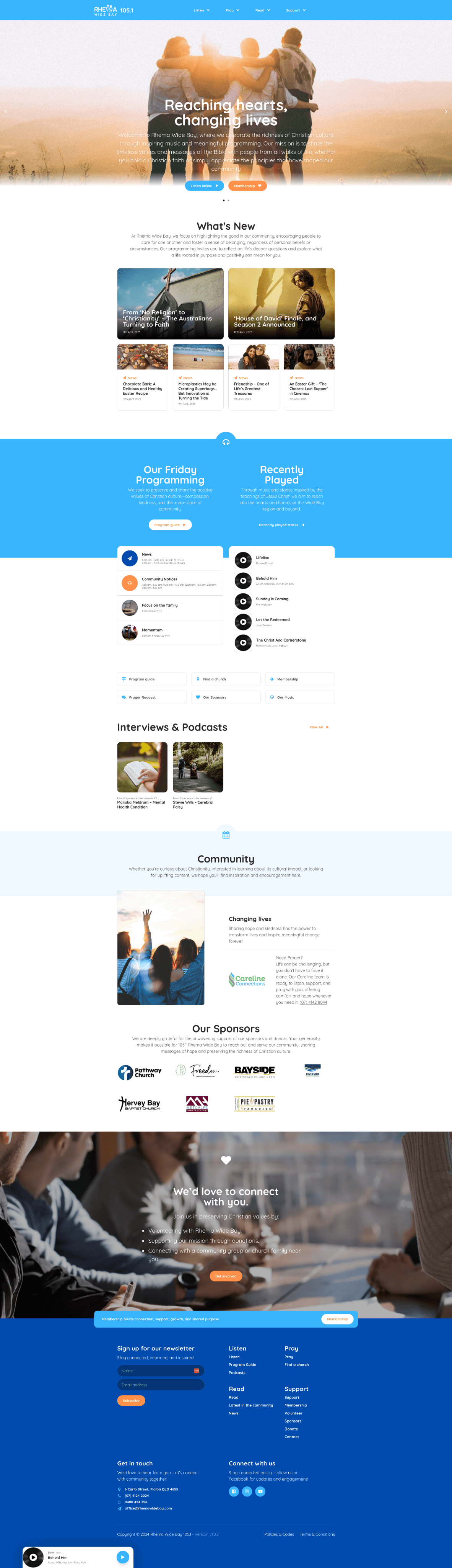 Rhema Wide Bay home page on desktop
