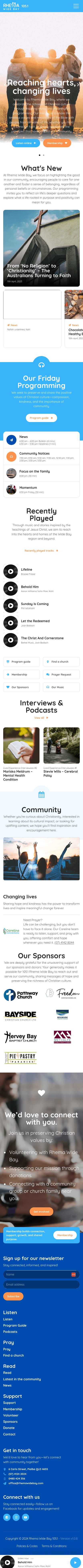Rhema Wide bay home page on mobile