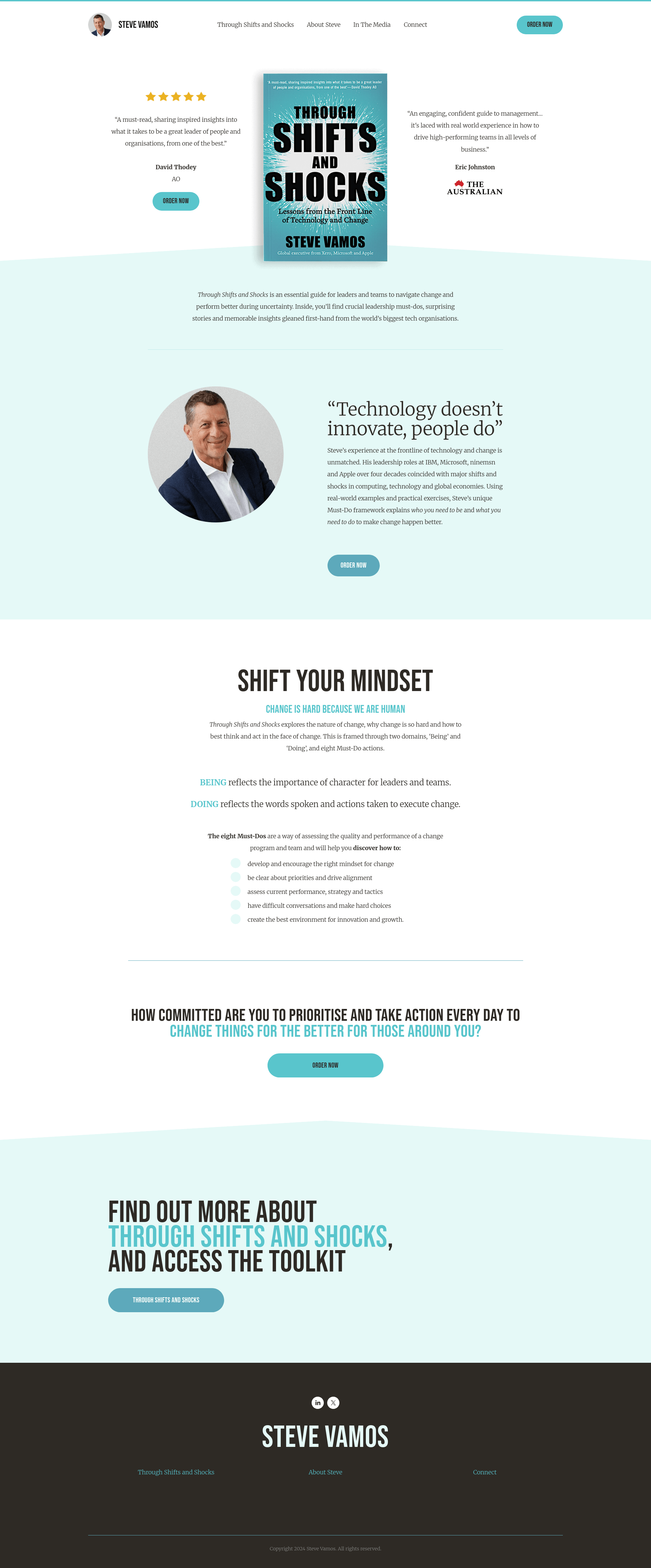 Steve Vamos home page on desktop
